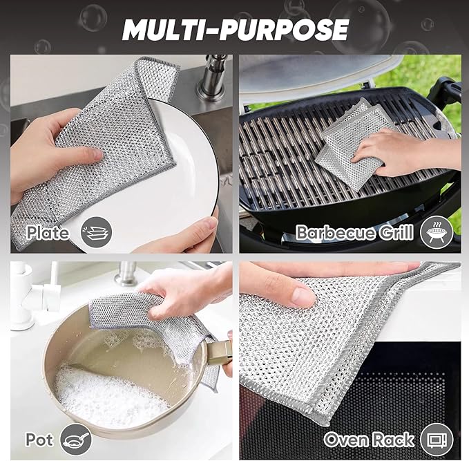 Orighty 12 Pcs Multipurpose Wire Dishwashing Rag, Non-Scratch Wire Dish - Image 6