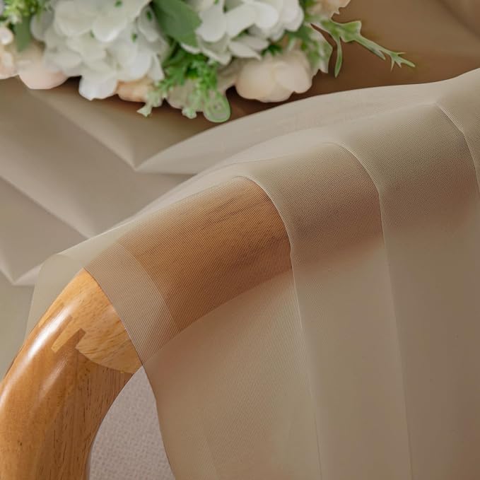 Chyhomenyc Taupe Sheer Curtains 72 Inch Length 2 Panels, Light Filtering Soft - Image 6