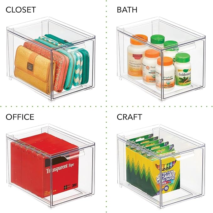 mDesign Plastic Pantry Organization and Storage Bin w/Pull Out Drawer - Image 7