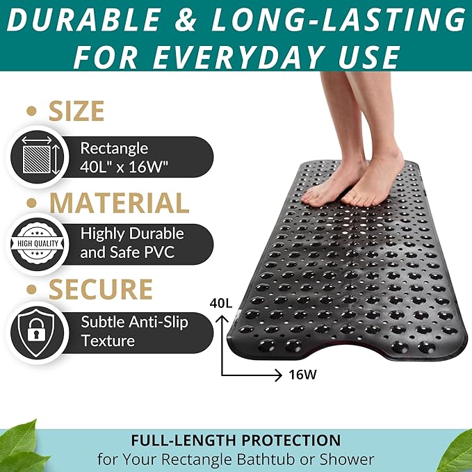 ENKOSI Bath Mat – 40 x 16 Inch Extra Long Non Slip Bathtub Mat – Anti Slip - Image 3
