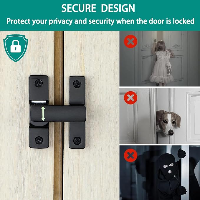 90/180 Degree Flip Latch Gate Latch, Heavy Duty Black Safety Door Lock Enhanced - Image 3