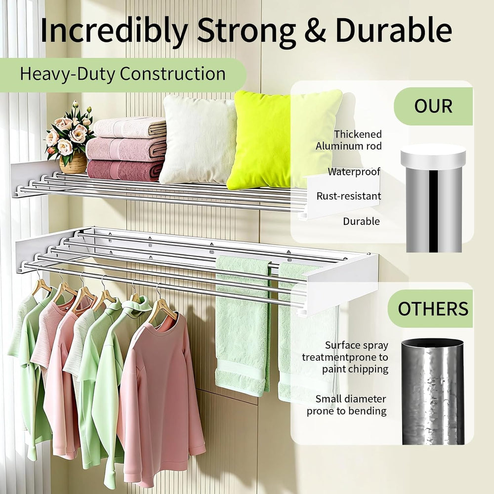 Wall Mounted Clothes Drying Rack 31.5" Foldable, 60 lb for Laundry &...