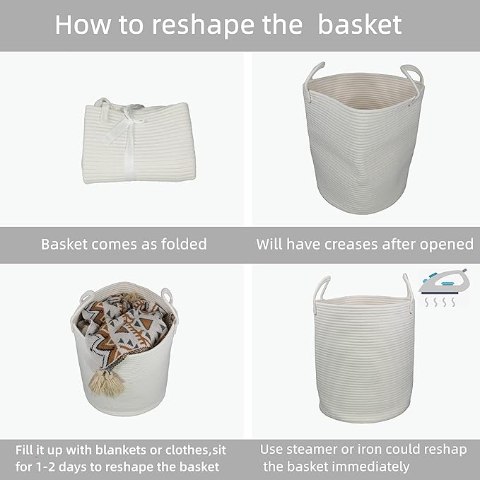 Cotton Rope Laundry Basket Hamper - Image 6