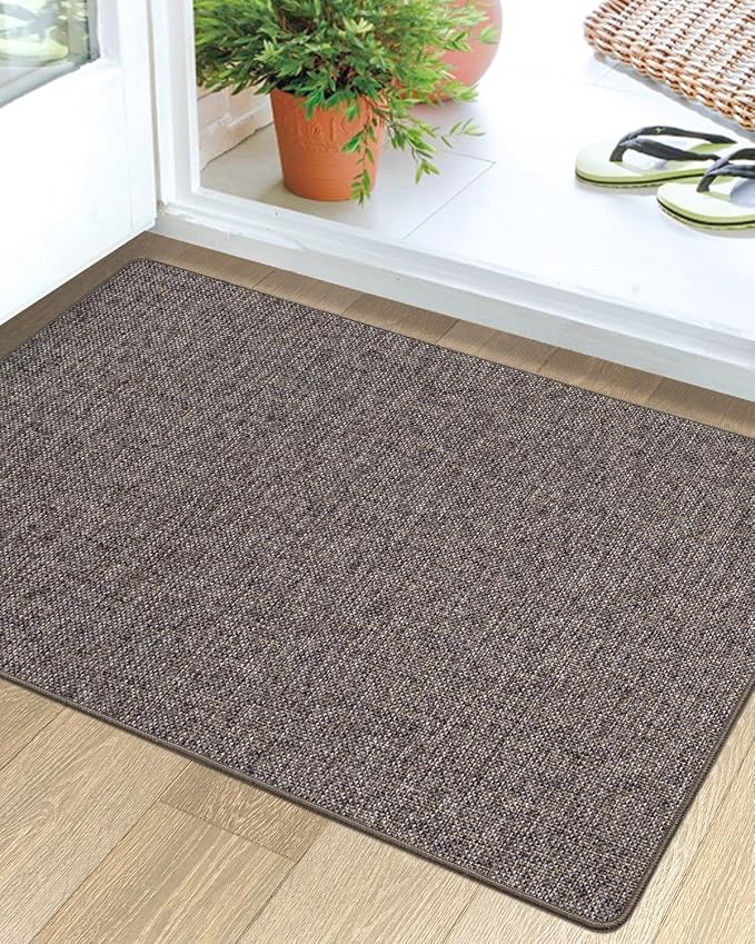 LUMI Ultra Thin Door Mat for Entryway, Low Profile Non Slip Rubber Backing by LUMI