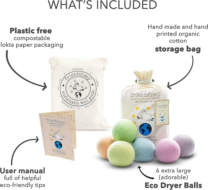 Friendsheep Wool Dryer Balls, Organic Reusable Fabric Softener Alternative - Image 4