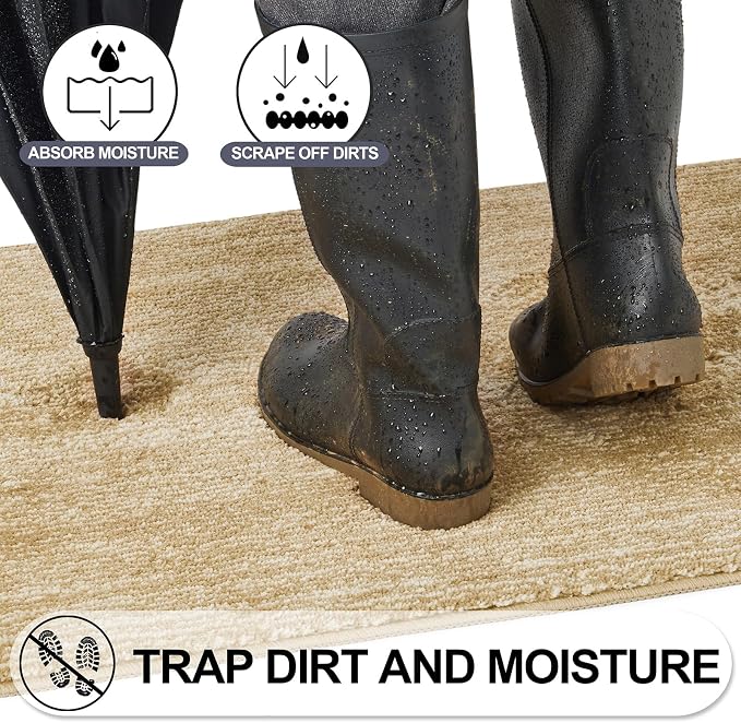 REFETONE Indoor Doormat, Front Door Mat 20"x32" Absorbent Rubber Backing Non - Image 4