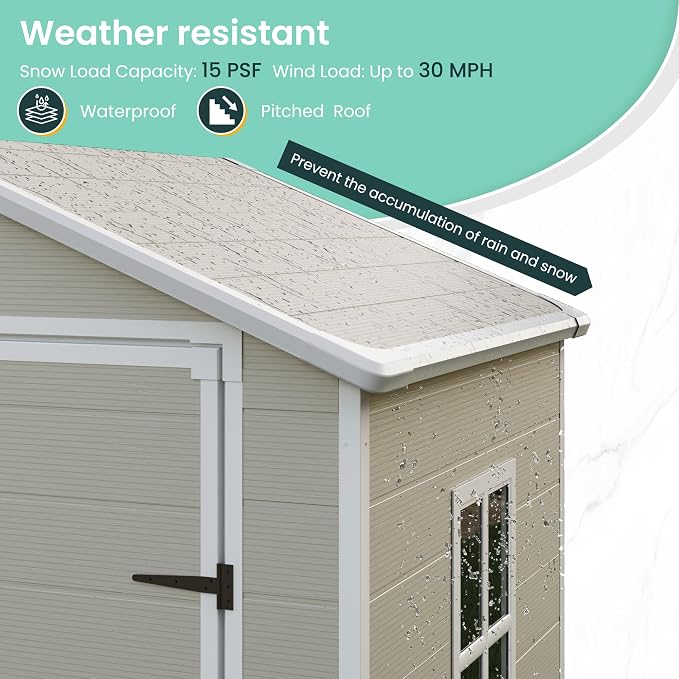 UDPATIO Outdoor Storage Shed 6x4.5 FT, Plastic Resin Outside Sheds & Outdoor - Image 5