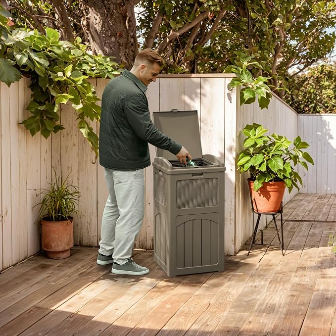 YESHOMY 33 Gallon Resin Outdoor Trash Can - Image 6