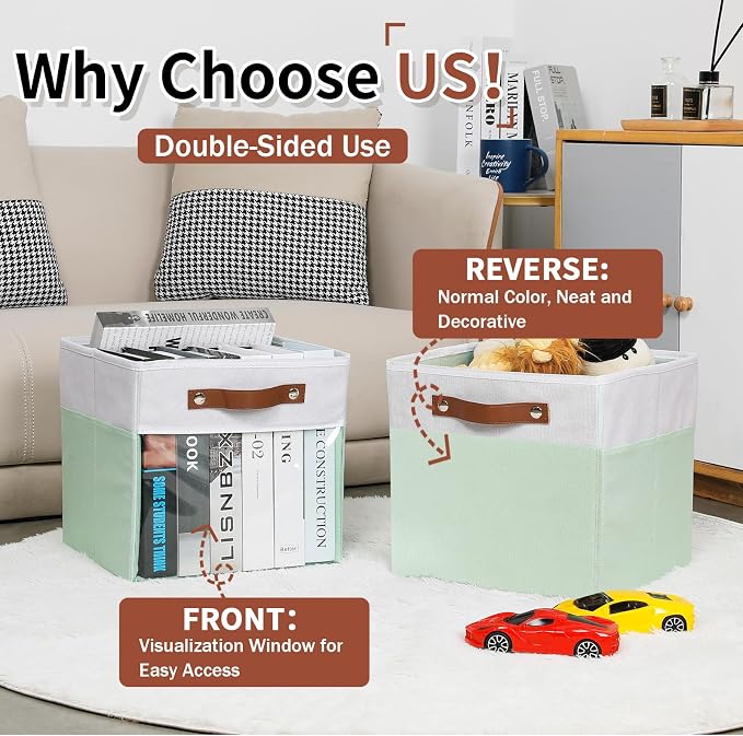 HNZIGE Clear Storage Cubes Bins 11 x 11, Fabric Storage Cube Bins - Image 5