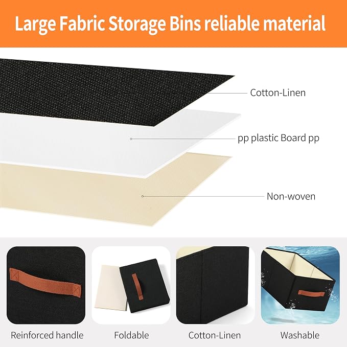 linen closet organizers and storage, 3 Pack Large Storage Baskets, Clothing - Image 3