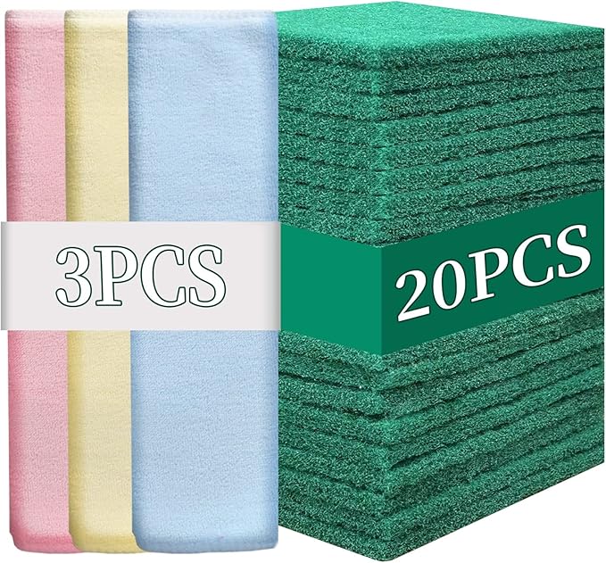 Heavy Duty Scour Pads Sponge Dish Scrubber Non-Scratch Green Reusable Household by GUEICN