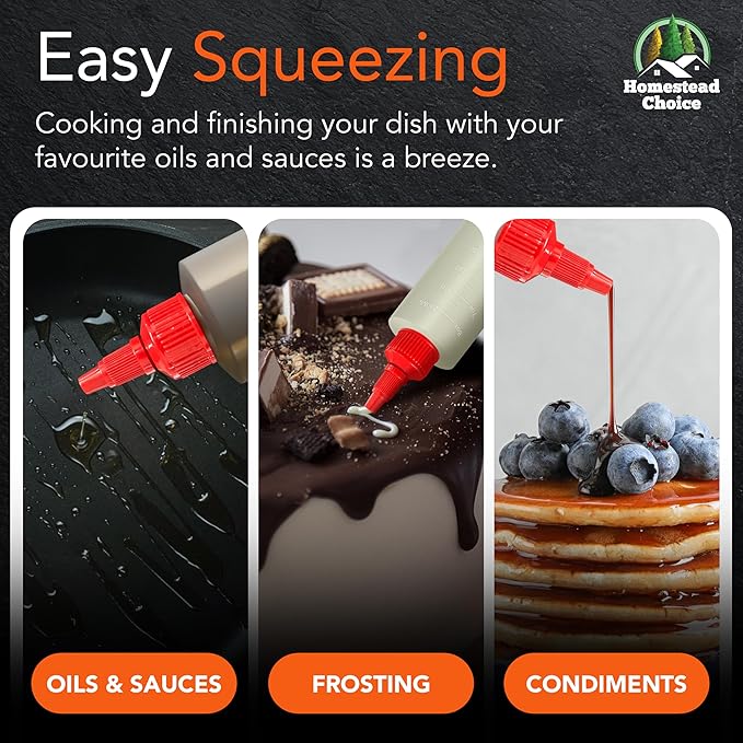 6-pack Plastic Squeeze Bottles for Sauces - 8oz Condiment Squeeze Bottles for - Image 5