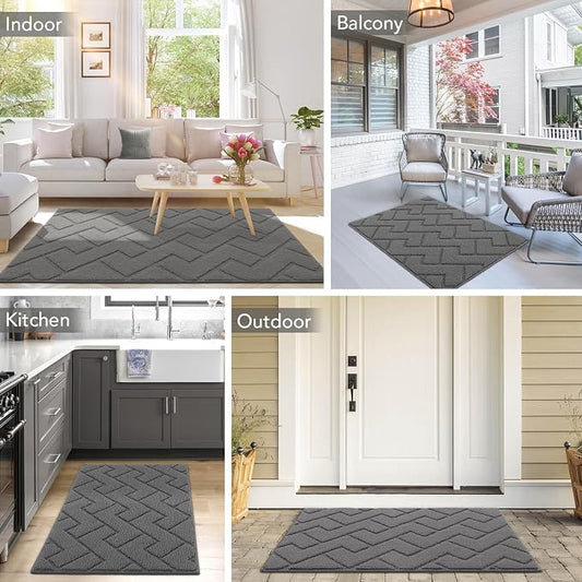 hicorfe Indoor Door Mat, Non Slip Door Mats, Absorbent Resist Dirt Entrance - Image 2