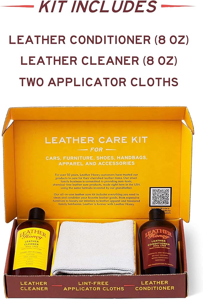 Leather Honey Complete Leather Care Kit: Cleaner, Conditioner, 2 Cloths. - Image 3