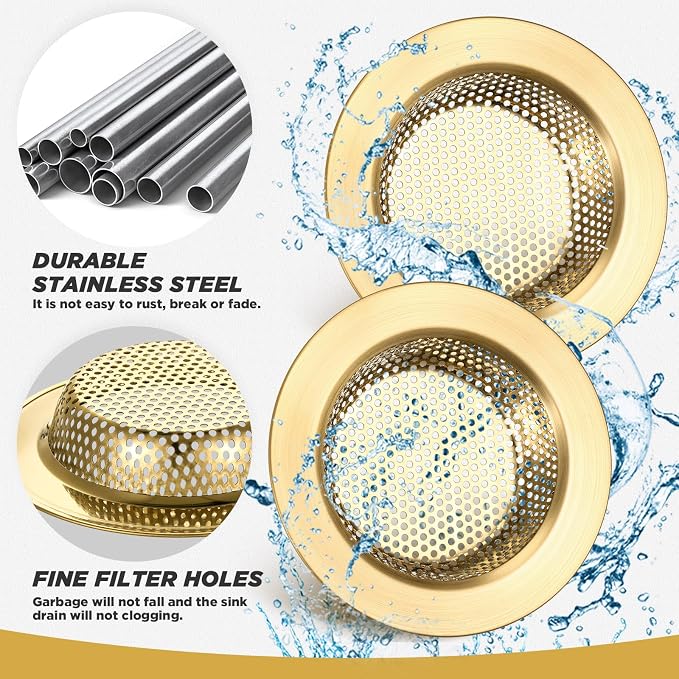 Retisee 2 Pcs Sink Strainer Stainless Steel Kitchen Sink Drain Strainer Basket - Image 4