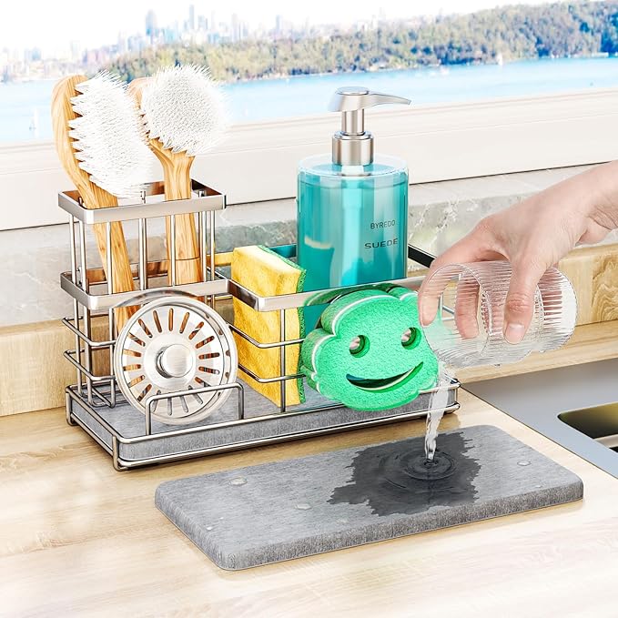 SWTYMIKI Kitchen Sink Caddy Organizer, Smiley Face Sponge Holder by SwtyMiki-TidyHomeSweetLife