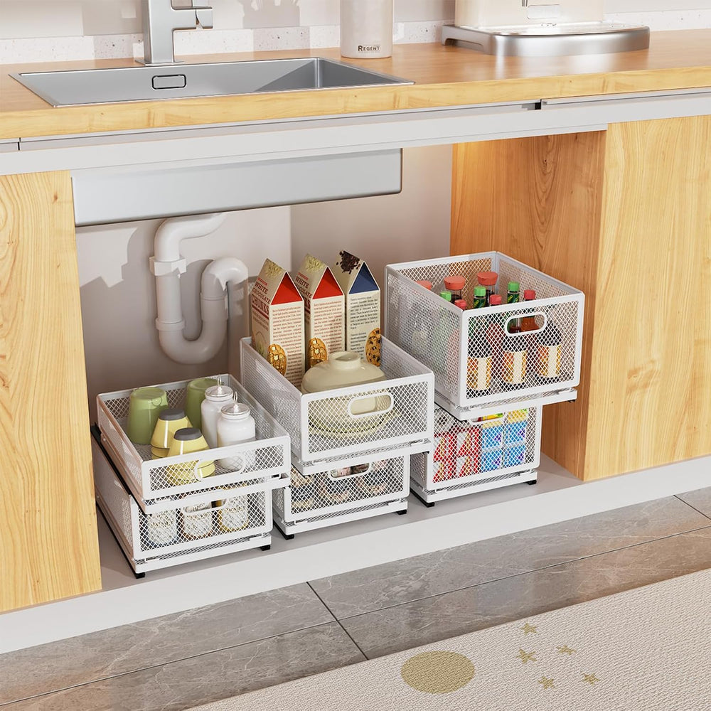 Pull Out Cabinet Organizer, Slide Out Drawers Fixed with Adhesive Nano Film, ...