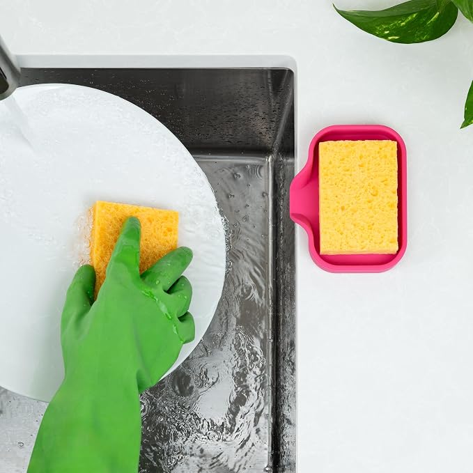 Zulay Kitchen Small Silicone Sponge Holder – Space-Saving Sink Organizer Tray - Image 3