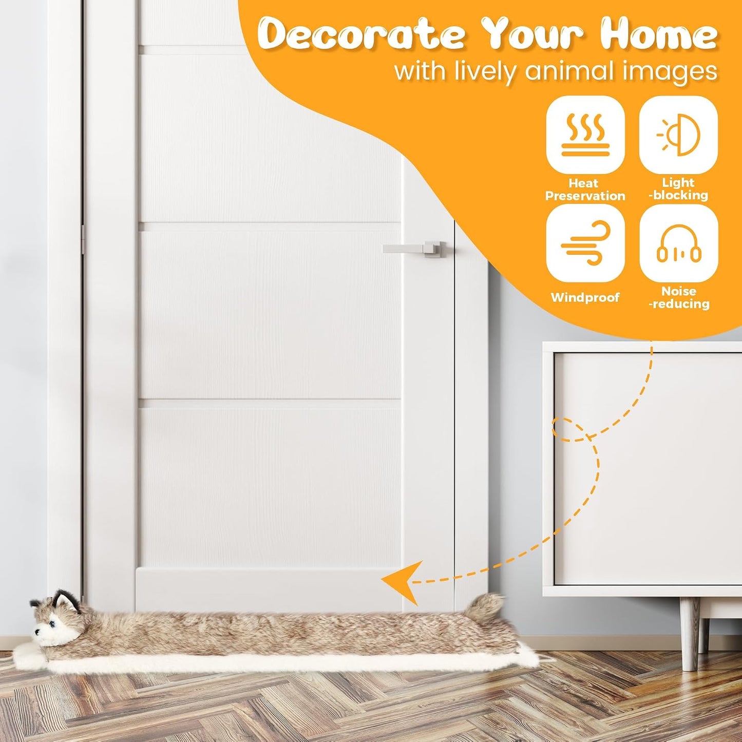 NABOWAN Under Door Draft Stopper 32 inch - Adorable Dog Heavy Duty Under Door Draft Blocker for Door & Window, Animal Draft Stoppers for Bottom of Door