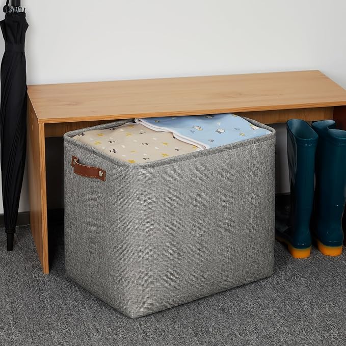 DULLEMELO Grey Storage Baskets 2 Pack Extra Large Fabric Shelf Baskets - Image 5