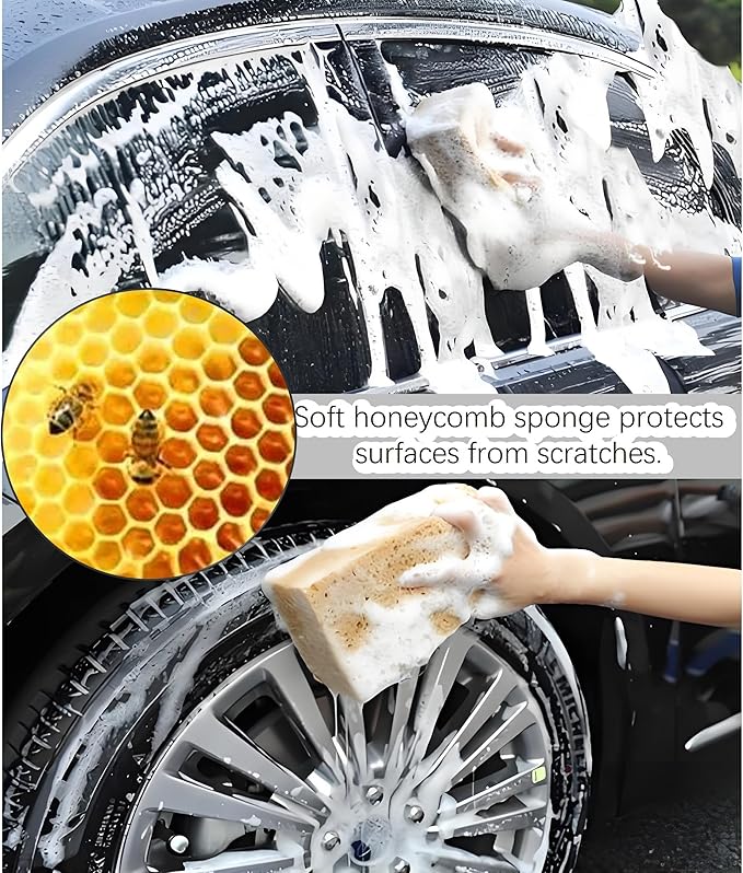 Car Wash Sponges, 5 Pack, Extra Soft Coral, Scratch Free, 8.3x4.38x2.8 inches - Image 6