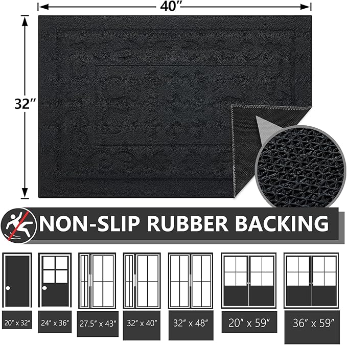 FONEYI Indoor Door Mat 32" x 40", Dirt Trapper Door Mats Non-Slip Entryway Rugs - Image 2