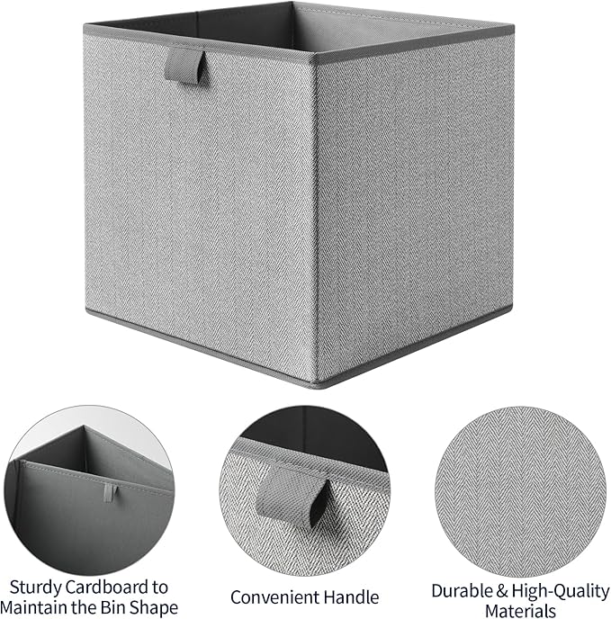 Storage Baskets, 11.8-Inch Woven Fabric Bins, Storage Cubes - Image 5