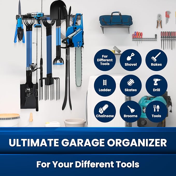 48'' All-Metal Garage Tool Organizer Wall Mount – Heavy-Duty Tool Rack Holds - Image 4