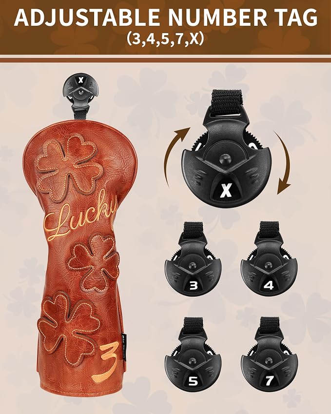 Golf Headcovers Golf Club Head Covers Four Leaf Clover Good Luck Charm - Image 4