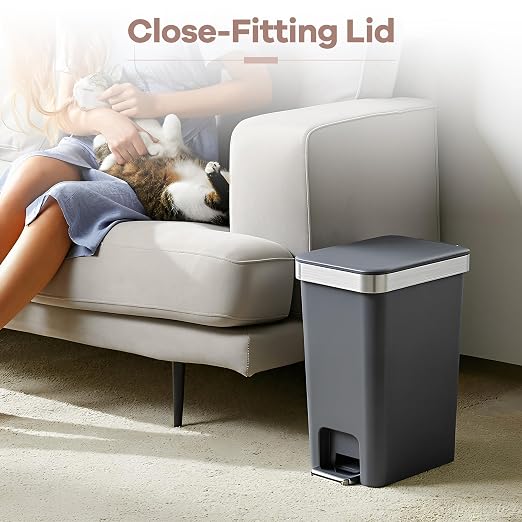 Small Bathroom Trash Can with Lid Soft Close, 10 Liter/2.6 Gallon Slim Garbage - Image 4