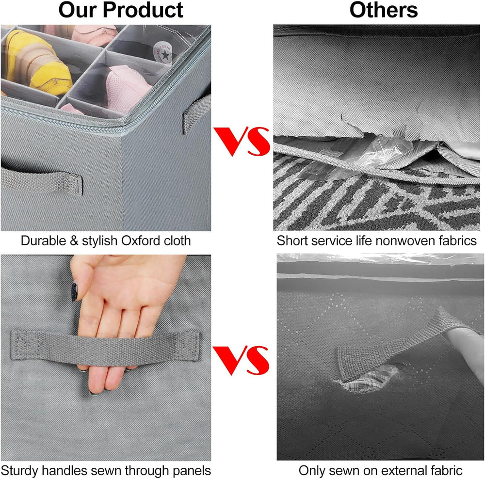 TOPIA HOME Shoe Organizer for Closet 2 Pack, Foldable Shoe Box with Adjustabl...