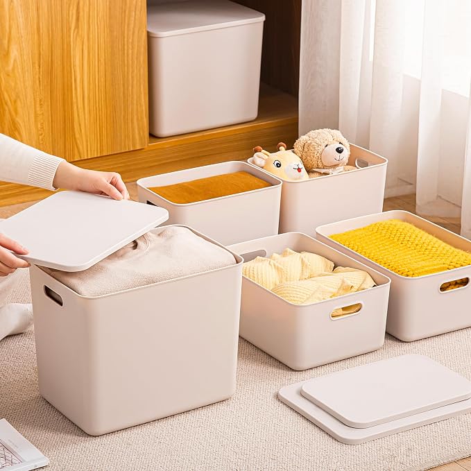 Plastic Storage Bins with lids, Storage Baskets, Container with handle - Image 4