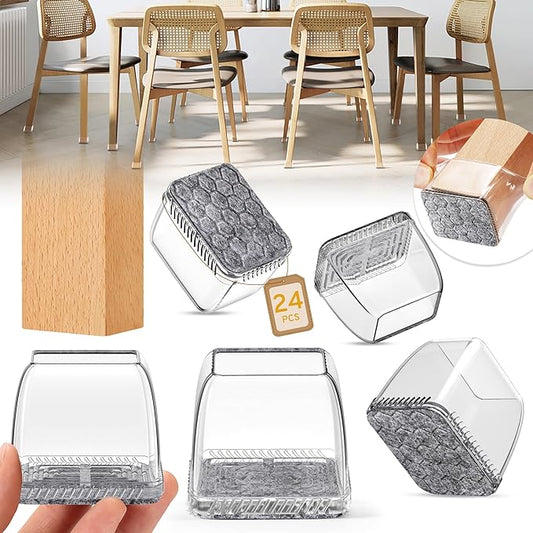 24PCS Rectangular Chair Leg Floor Protectors, Furniture Sliders, Non-Slip Felt by Indemo
