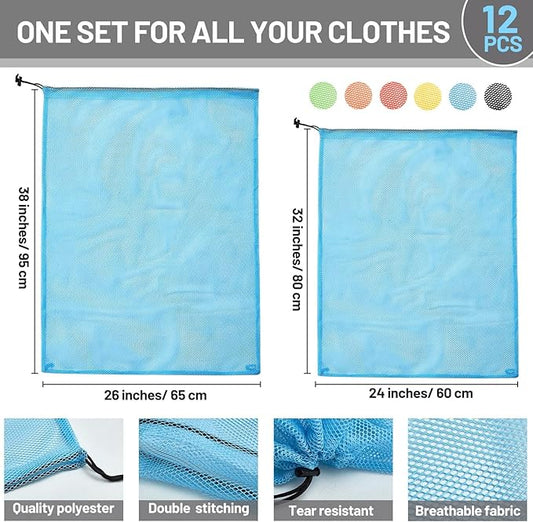 Berlune 12 Pcs Large Laundry Bag Colorful Extra Large Mesh Laundry Bag Bulk - Image 2