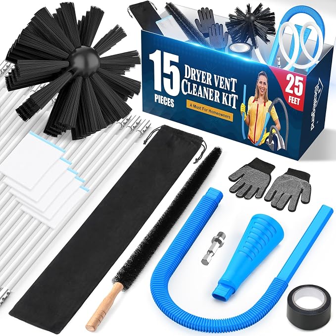Sealegend 15-Piece 25-Feet Dryer Vent Cleaner Kit, Dryer Cleaning Tools by Sealegend