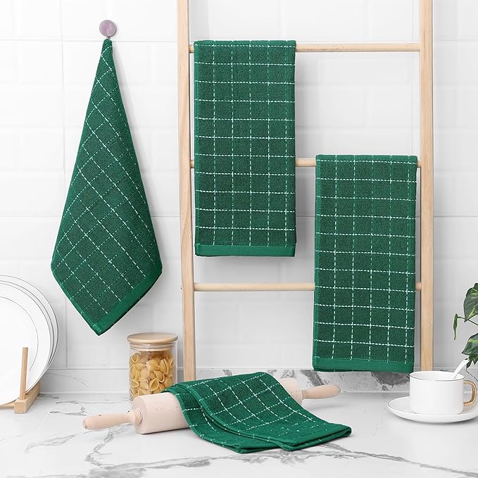 Homaxy 100% Cotton Terry Kitchen Towels, Checkered Designed, Soft and Super - Image 6
