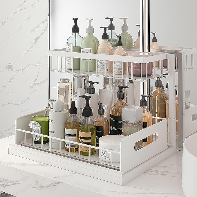 bukfen Under Sink Organizer, Pull Out Cabinet Organizer 2-Tier Slide Out - Image 4