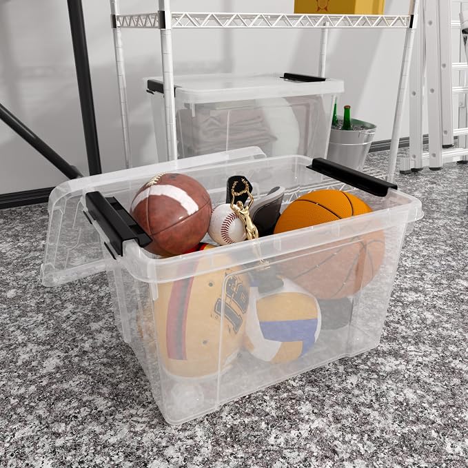 4-Pack 50 Quart Large Clear Storage Box, Plastic Storage Latch Bin - Image 4