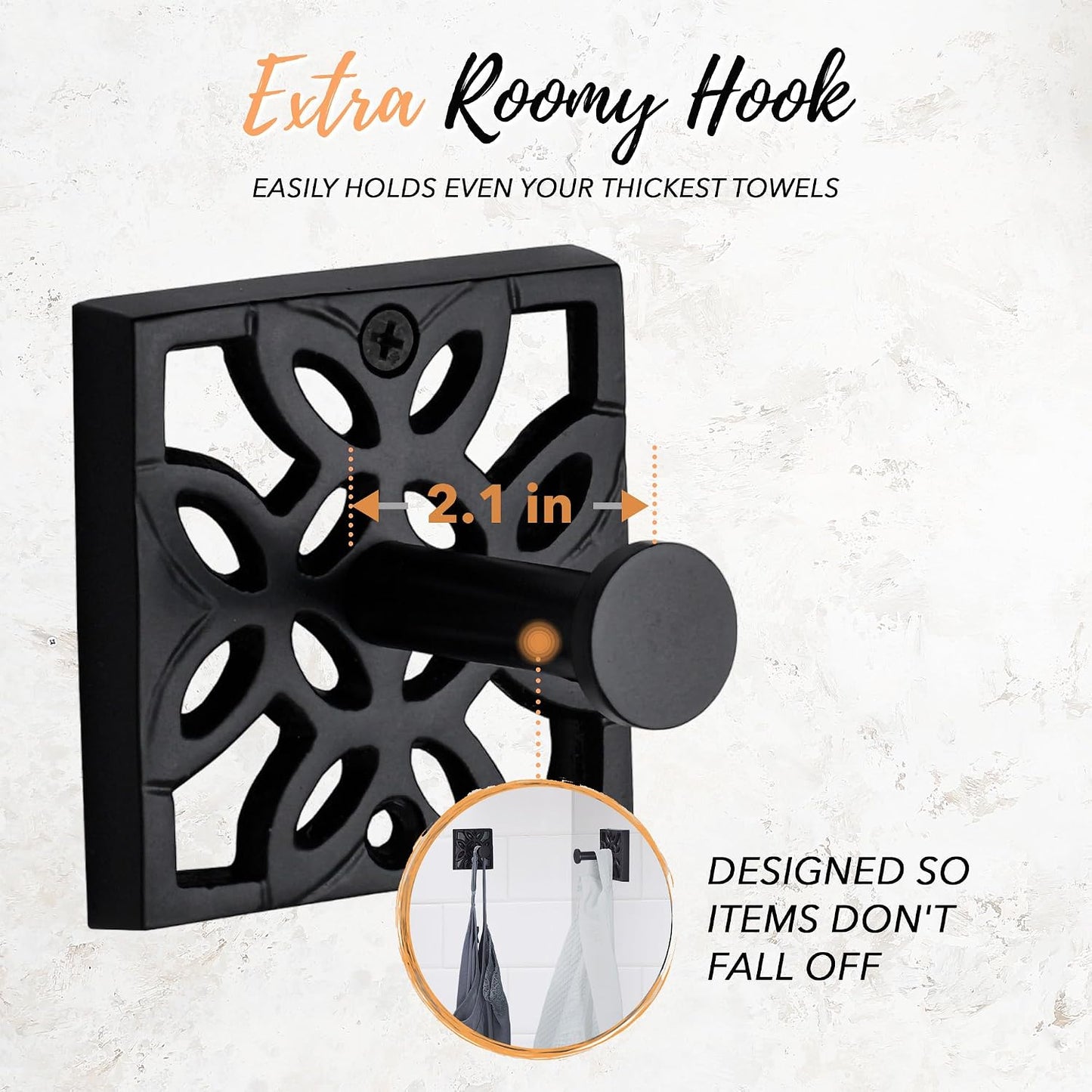 Autumn Alley Matte Black Farmhouse Bathroom Set – 5-Piece Hardware Kit with Towel Ring, TP Holder, Hooks & Metal Step Trash Can with Lid for Rustic, Modern Bathroom Décor