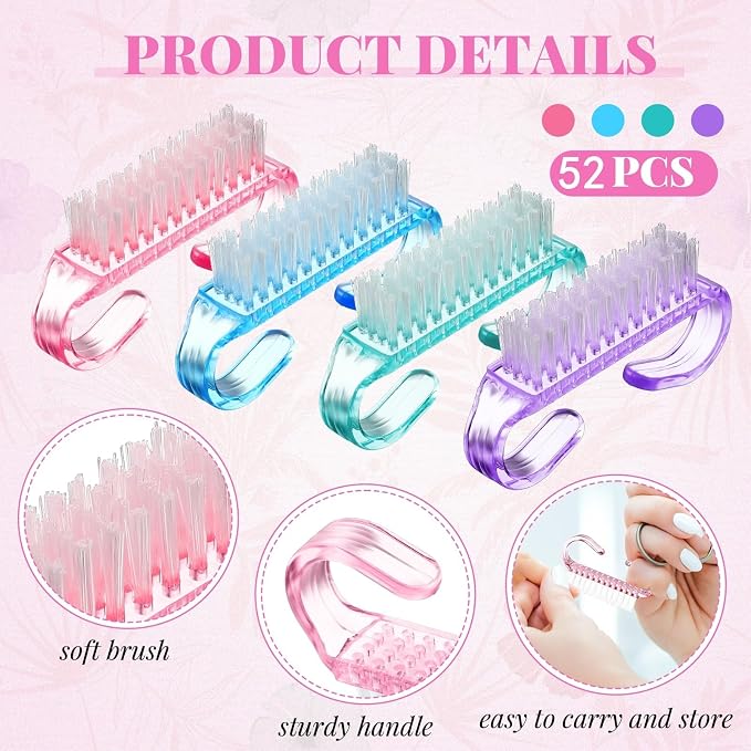 Patelai 100 Pcs Handle Grip Nail Brush Bulk Colorful Nail Scrubber Cleaner - Image 2