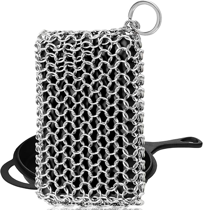 Herda Chain Mail Cast Iron Cleaner Scrubber, 316 Chainmail Pan Scrubber Metal by Betterqualitybetterlife