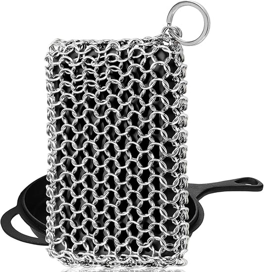 Herda Chain Mail Cast Iron Cleaner Scrubber, 316 Chainmail Pan Scrubber Metal by Betterqualitybetterlife