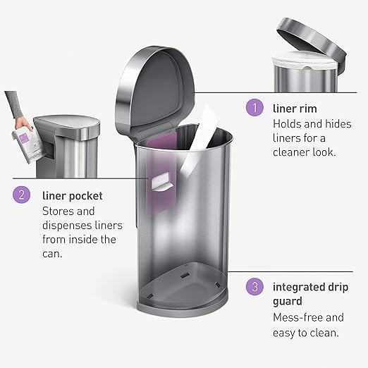 simplehuman 45 Liter / 12 Gallon Semi-Round Automatic Sensor Trash Can - Image 7