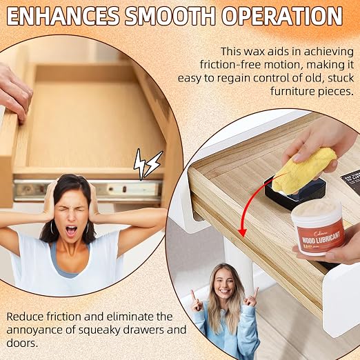 8.8oz Wood Wax for Home Projects, Door Hinge Lubricant, for Wood Drawer Slides - Image 4