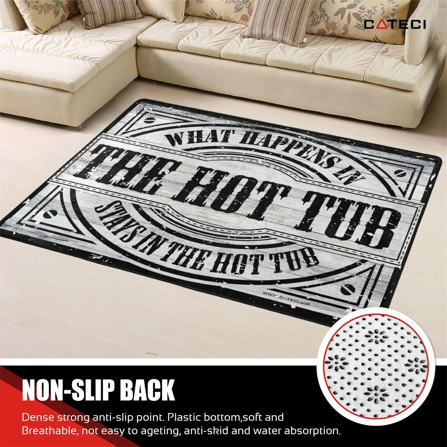 Nukan Funny What Happens in The Hot Tub Stays in The Hot Tub Bathroom Rug - 20x32in Faux Cashmere Floor Mat - Non-Slip Absorbent Bath Mat Cute Hot Tub Decor & Housewarming Gift for Hot Tub Owners