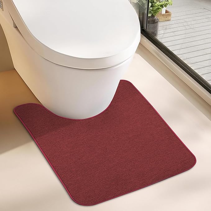 Toilet Rugs U Shaped Bathroom Rug, Machine Washable Non Slip Quick Dry Super by BosapDirect