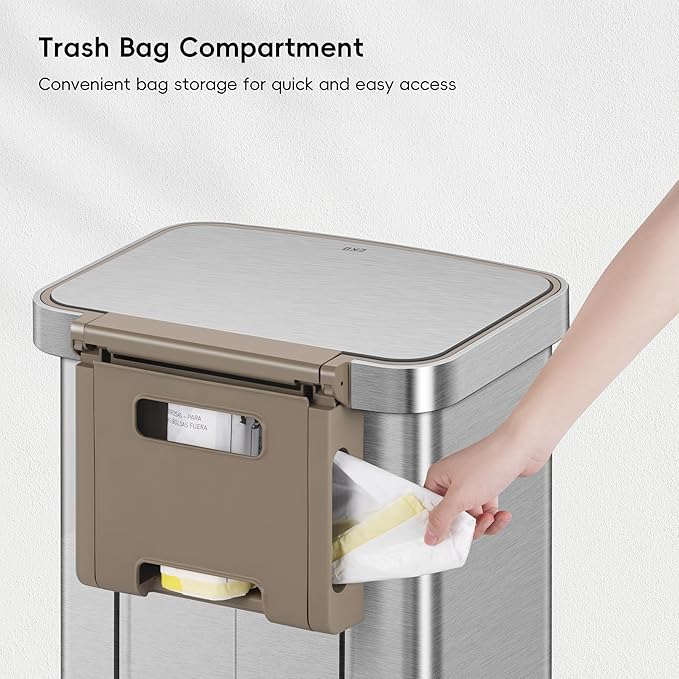 EKO Hudson Matte Stainless 75 Liter/20 Gallon Step Trash Can - Image 4