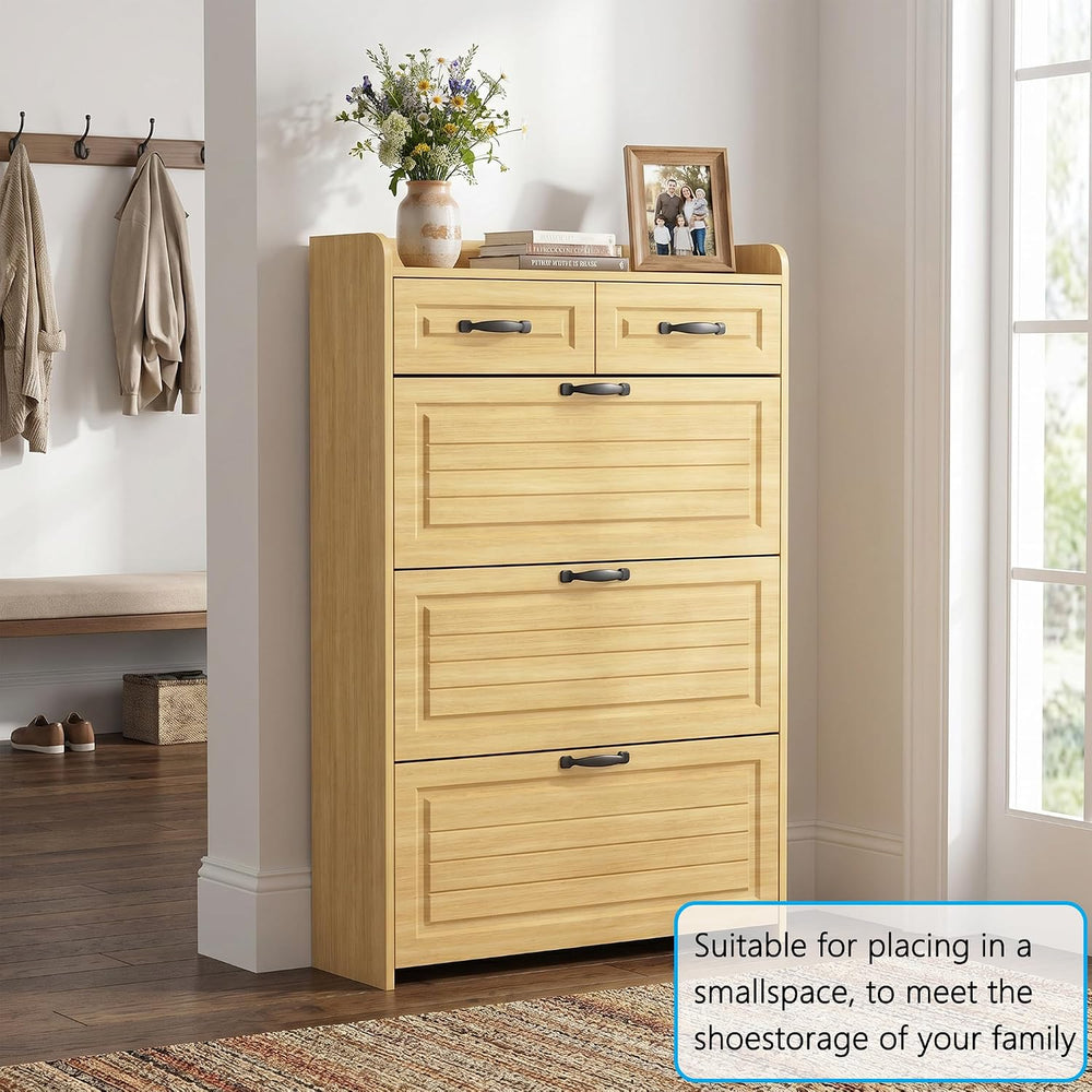 Vibe & Dine Large Shoe Cabinet with 3 Flip Drawers & 2 Storage Drawer...