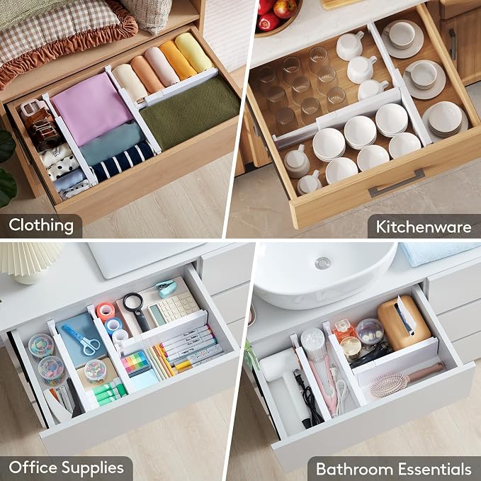 Lifewit 5 Pack Drawer Dividers 4" High, 11-17" Adjustable Dresser Drawer - Image 8