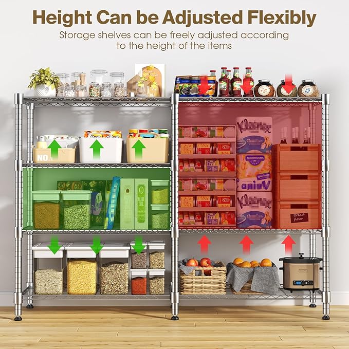 Himimi 4-Tier Heavy Duty Metal Storage Rack, 1200LBS Adjustable Wire Shelving - Image 4